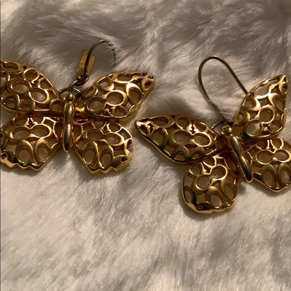 Coach butterfly earrings